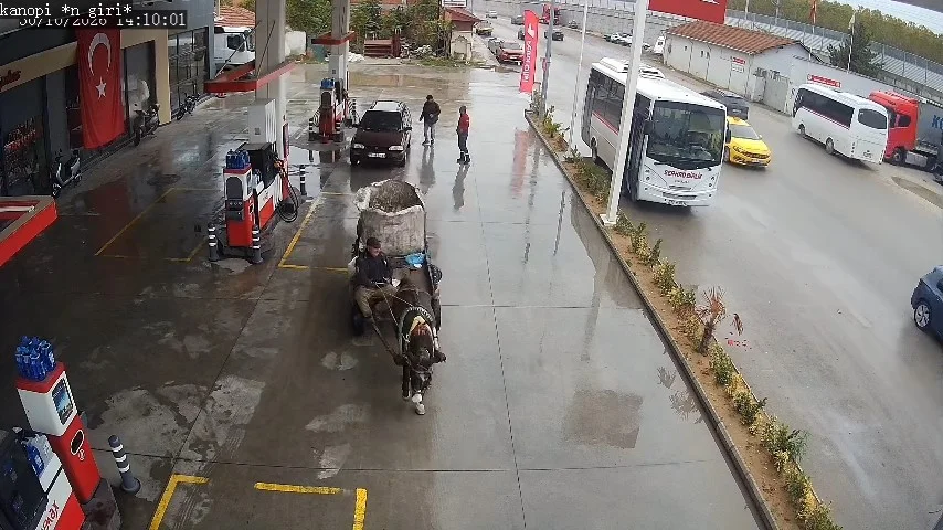 Edirne'de yakıtı biten aracı at arabasıyla 2 kilometre çektiler 4